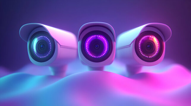 Cybersecurity Triple Camera Surveillance System