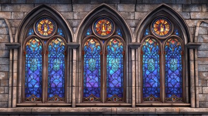 Fototapeta premium Gothic stained glass windows detail