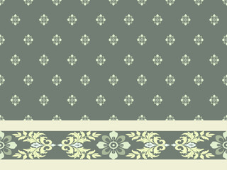 Ikat seamless floral pattern on green style  , Motif ethnic  floral seamless textil,  embroidery, print striped ornament floral, pattern, design for wrapping, silk, scarf, background, text