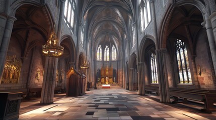 Obraz premium Grand cathedral interior, serene space