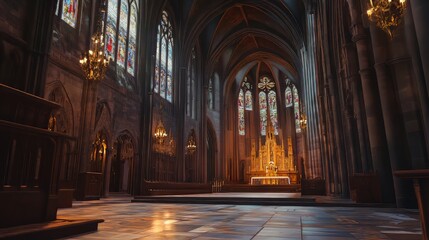 Obraz premium Serene interior of a grand cathedral