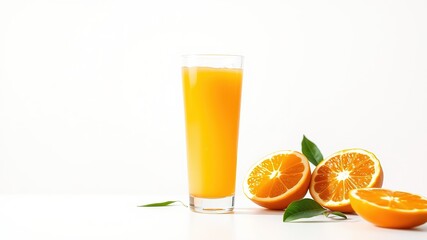 Fototapeta premium Minimalist Orange Juice Glass - Bright & Fresh Photography