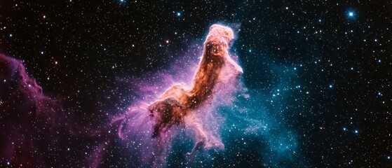 Obraz premium Cosmic Nebula Starry Night Sky Purple Blue and Orange Hues