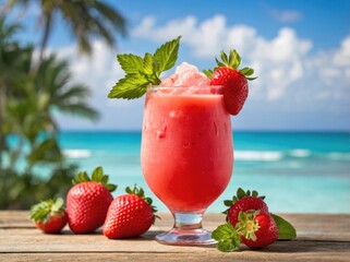Frozen Strawberry Daiquiri with a Vibrant Vibe