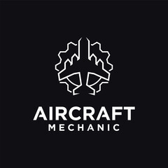 Aircraft mechanical technology logo, domestic and private aircraft spare parts logo symbol.