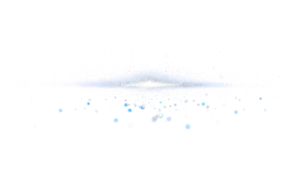 A burst of white light with blue sparkles on a transparent background.