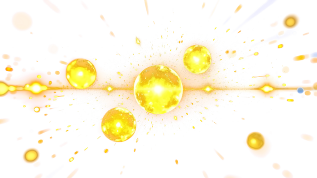 A cluster of glowing yellow orbs on a transparent background.
