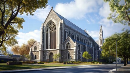 Fototapeta premium Stone church on a sunny day