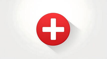 Obraz premium Red Circle White Cross Medical Symbol Design