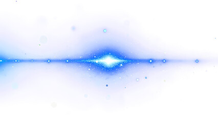 A burst of white light with blue sparkles on a transparent background.