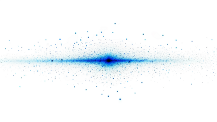 A blue explosion of light with scattered dots on a transparent background.