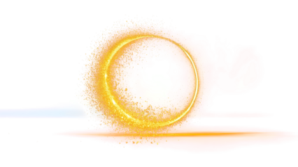 A glowing golden circle on a transparent background.
