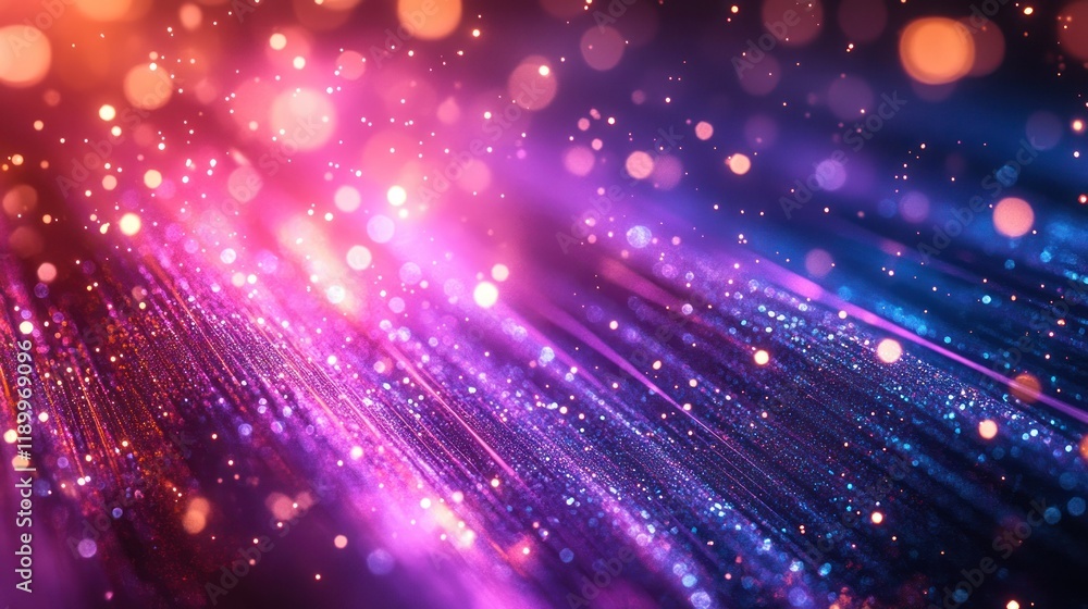 Poster abstract vibrant light rays and bokeh.