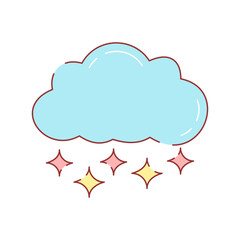 Vector illustration of whimsical clouds with charming elements. Perfect for adding a playful touch to projects, suitable for children’s designs, creativity, and decorative theme