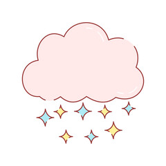 Vector illustration of whimsical clouds with charming elements. Perfect for adding a playful touch to projects, suitable for children’s designs, creativity, and decorative theme