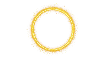 A glowing golden circle on a transparent background.