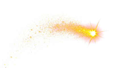 A glowing star A burst of golden light, like a shooting star on a transparent background.