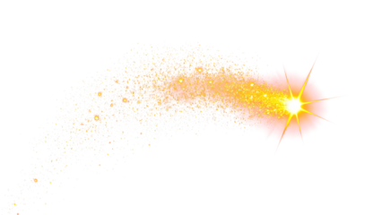 A glowing star A burst of golden light, like a shooting star on a transparent background.