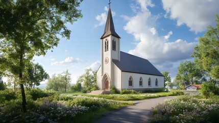 Fototapeta premium Country church on a sunny day