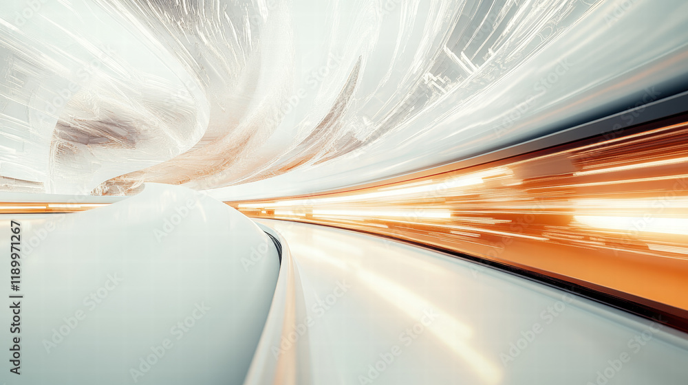 Poster abstract futuristic background with blurred light lines and modern architecture