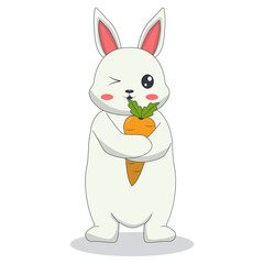 Cartoon White Rabbit Illustration. Vector Character in Cute Design
