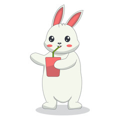 Cartoon White Rabbit Illustration. Vector Character in Cute Design