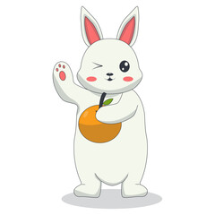 Cartoon White Rabbit Illustration. Vector Character in Cute Design