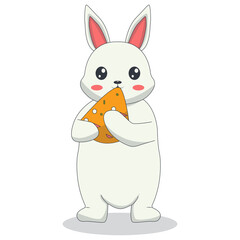 Fototapeta premium Cartoon White Rabbit Illustration. Vector Character in Cute Design