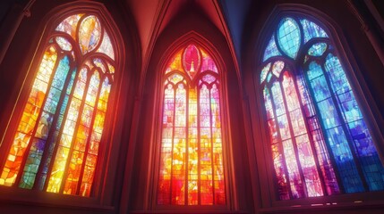 Colorful stained glass church windows