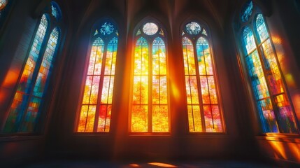 Stained glass windows in a church