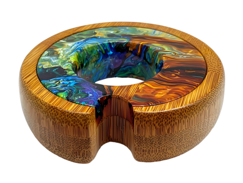 Mesmerizing Liquid Flow Resin Sculpture Showcasing Vibrant Iridescent Prismatic Patterns