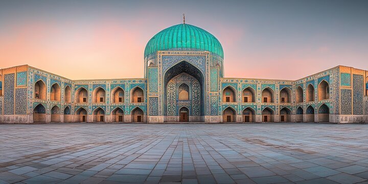 Sunrise at Uzbekistan's Nadir Divan-Begi Madrasah