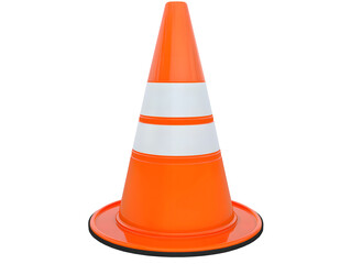 Orange traffic cone for road safety and construction zone guidance