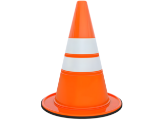 Orange traffic cone for road safety and construction zone guidance