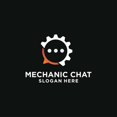 Mechanic conversation logo, chat logo symbol, conversation with the nearest repair shop.