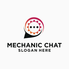 Mechanic conversation logo, chat logo symbol, conversation with the nearest repair shop.