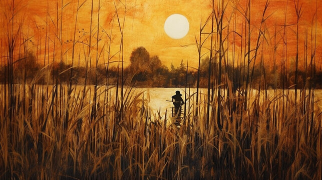 Serene Lakeside Sunset 