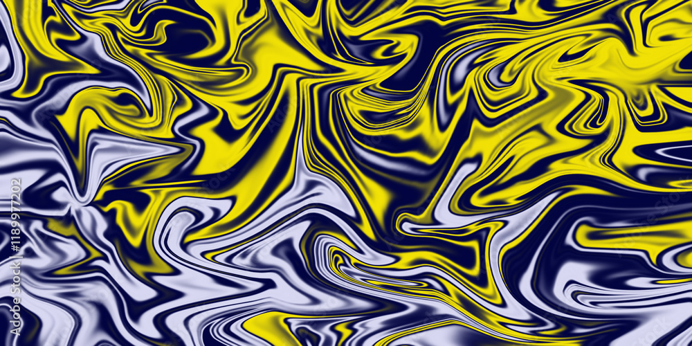 Poster a vibrant abstract image featuring swirling patterns of yellow, blue, and white, creating a dynamic 