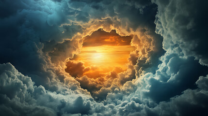 A hole in the dramatic clouds.