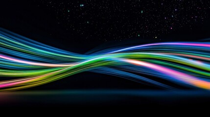 Abstract Glowing Lines  Colorful Swirls  Night Sky  Galaxy  Energy  Motion Blur  Dynamic B