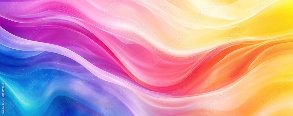 Poster vibrant color waves flowing seamlessly, creating abstract art for digital designs and backgrounds