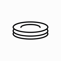Plates, dishes line icon, linear vector flat illustration on white background