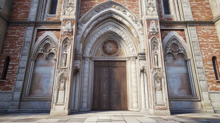 Obraz premium Ornate entrance to a brick building