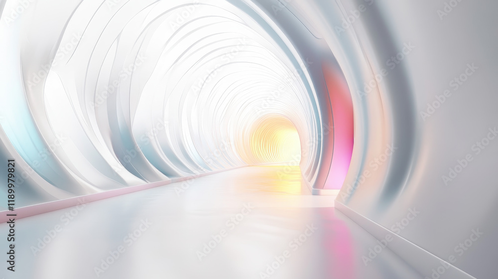 Poster 3d render of an abstract futuristic background with white lines and empty space