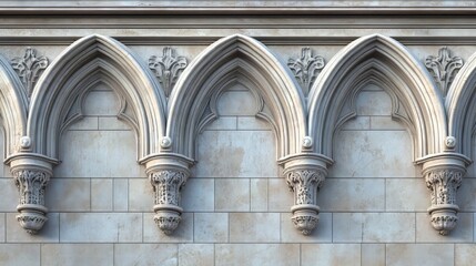 Naklejka premium Ornate stone arches on brick wall