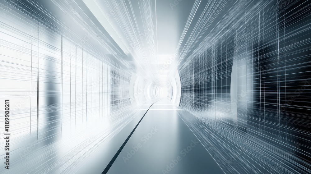 Poster 3d render of an abstract futuristic background with white lines and empty space