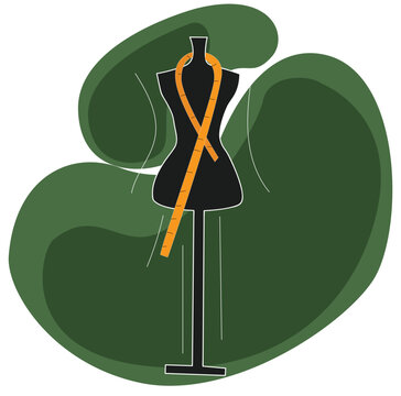 black dress form with orange measuring tape clip art preview