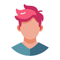 cool guy with pink hair avatar profile flat color vector illustration template design