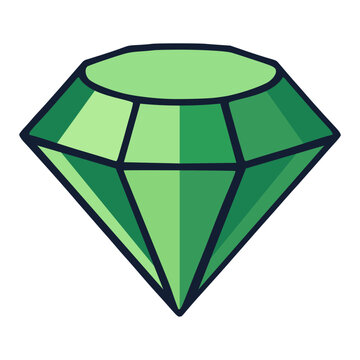 green gem stone diamond shine exclusive flat color vector illustration template design