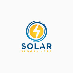 Solar Energy Logo Design, Solar Energy with wind turbine Vector solar energy Logo Template.